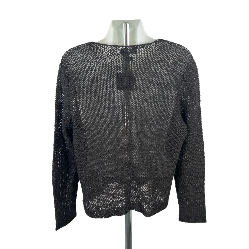 Polo Ralph Lauren Men's Black 100% Linen Hand Knit Long Sleeve Sweater - L
